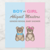 ジェンダーが赤ちゃんシャワーを明らかにするテディベア ワインラベル (シングルラベル)