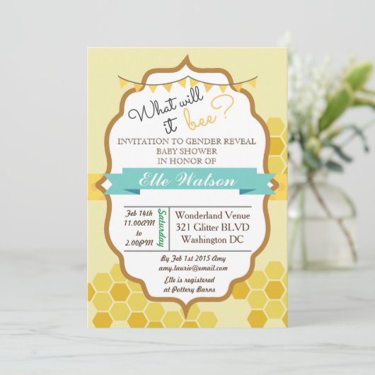ジェンダーが赤ちゃんシャワーを明らかにする 招待状 (スタンド正面)