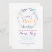 ジェンダーが赤ちゃんシャワーピンクのフローラパーティー招待状 招待状 (正面/裏面)