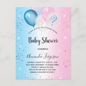 ジェンダーが赤ちゃんシャワーピンクの青い男の子の女の子を明かす インビテーションポストカード (正面)