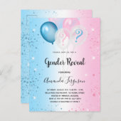 ジェンダーが赤ちゃんシャワーピンクの青い男の子の女の子を明かす インビテーションポストカード (正面/裏面)