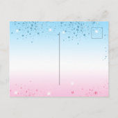 ジェンダーが赤ちゃんシャワーピンクの青い男の子の女の子を明かす インビテーションポストカード (裏面)