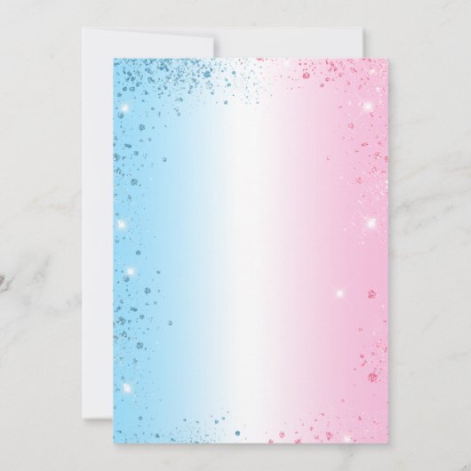 ジェンダーが赤ちゃんシャワーピンクの青い男の子の女の子を明かす 招待状 (裏面)