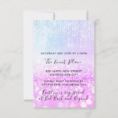 ジェンダーが赤ちゃんシャワーピンクブルーのグリッター足 招待状 (裏面)