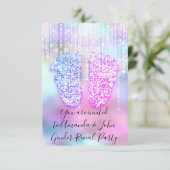 ジェンダーが赤ちゃんシャワーピンク青かわいい足 招待状 (スタンド正面)