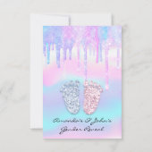 ジェンダーが赤ちゃんシャワー女の子の足Unicorn 招待状 (裏面)