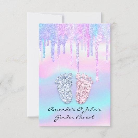 ジェンダーが赤ちゃんシャワー女の子の足Unicorn 招待状 (裏面)