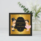 ジェンダーが赤ちゃんシャワー男の子または女の子Lt Brunetteを明らかにする 招待状 (スタンド正面)