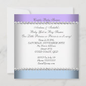 ジェンダーが赤ちゃんシャワー紫ブルーテディベア 招待状 (裏面)