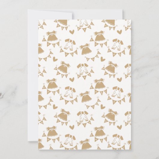 ジェンダーが赤ちゃん男女兼用のシャワーを明かす 招待状 (裏面)