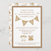 ジェンダーが赤ちゃん男女兼用のシャワーを明かす 招待状 (正面/裏面)