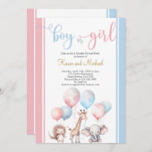ジェンダーが赤ん坊の動物を明らかにする招待状 招待状 (正面/裏面)