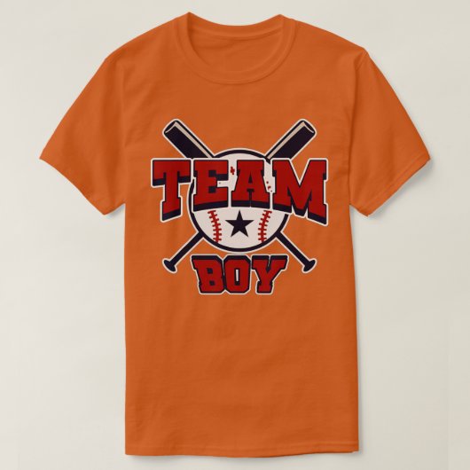 ジェンダーが野球チームの少年を明かす Tシャツ (デザイン正面)