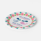 ジェンダーが驚きのピンク・ブルー・クジラを明らかにする ペーパープレート (アングル)