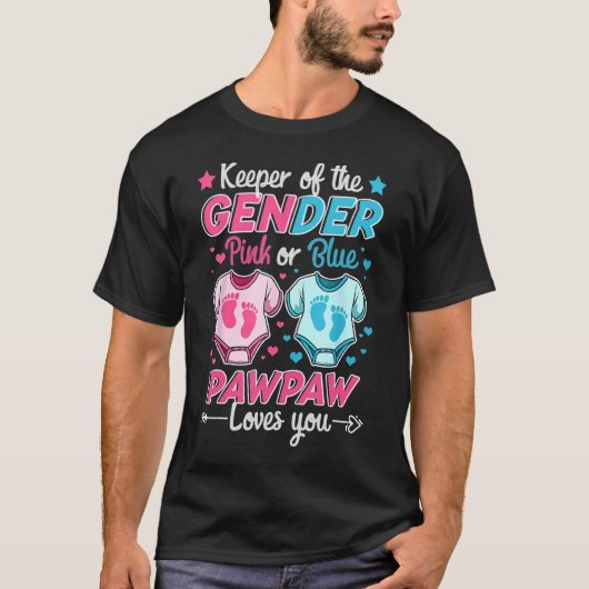 ジェンダーのキーパーがピンクや青の前足の愛を明らかにする Tシャツ (正面)