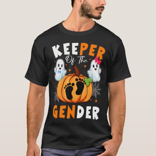 ジェンダーのキーパーがベビーハロウィーン感謝を明かす Tシャツ (正面)