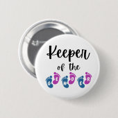 ジェンダーのキーパーがベビー足赤ちゃんシャワーを明らかにする 缶バッジ (正面&裏面)