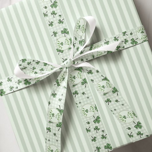 ジェンダーのモノグラムの緑のシャムロック グログランリボン