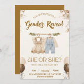 ジェンダーのリビールパーティの招待状- "彼か彼女？" 招待状 (正面/裏面)