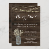 ジェンダーのリビールパーティの招待状-素朴 Wood 招待状 (正面/裏面)