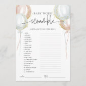 ジェンダーのリビールワードスクランブルベビーシャワーゲームカード アドバイスカード (正面)
