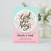 ジェンダーのリビール招待状赤ちゃんシャワー男の子または女の子 案内状 (スタンド正面)