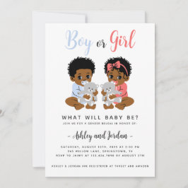 ジェンダーの明かす招待状ブラックベビーとクマ 招待状