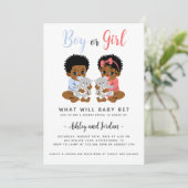 ジェンダーの明かす招待状ブラックベビーとクマ 招待状 (スタンド正面)