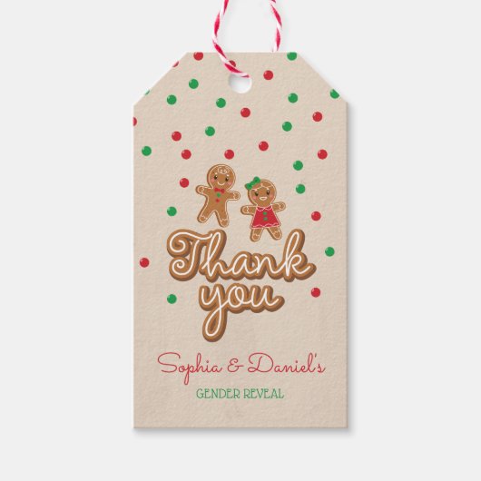 ジェンダーの明らかにするメッセージカードジンジャーパン ギフトタグ (正面)