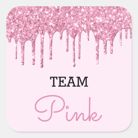 ジェンダーの明らかにする予測ピンクの女の子のグリッターの外観 スクエアシール (正面)