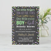 ジェンダーの表示の招待ベビーシャワー男の子または女の子 招待状 (スタンド正面)