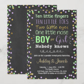 ジェンダーの表示の招待ベビーシャワー男の子または女の子 招待状 (正面/裏面)