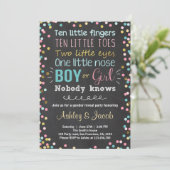 ジェンダーの表示の招待ベビーシャワー男の子または女の子 招待状 (スタンド正面)