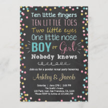 ジェンダーの表示の招待ベビーシャワー男の子または女の子