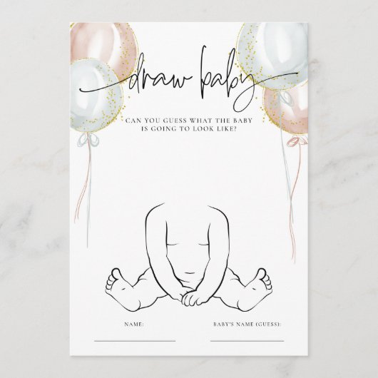 ジェンダーの表示を引く赤ちゃんシャワーゲームカード アドバイスカード (正面)