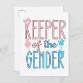 ジェンダーの飼育員が少年の少女ピンクブルーを明らかにする インビテーションポストカード (正面/裏面)