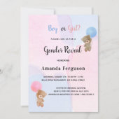 ジェンダーはテディベアのピンク色の少年の女の子を明かす 招待状 (正面)