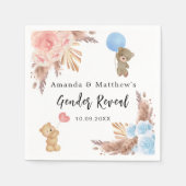 ジェンダーはパーティーパンパステディベア男の子を明かす スタンダードカクテルナプキン (正面)