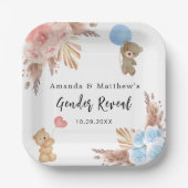 ジェンダーはパーティーパンパステディベア男の子を明かす ペーパープレート (正面)