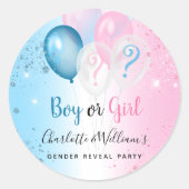 ジェンダーはパーティーピンクの青い男の子のバルーンを明らかにする ラウンドシール (正面)
