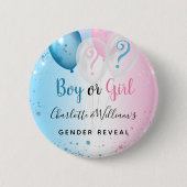 ジェンダーはパーティーピンクの青い男の子のバルーンを明らかにする 缶バッジ (正面)