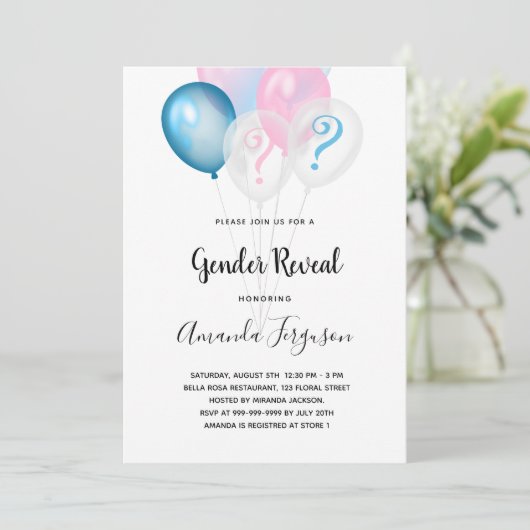 ジェンダーはパーティーブルーのピンクの男の子を明かす 招待状 (スタンド正面)