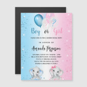 ジェンダーはパーティーブルーピンクの男の子のラグジュアリーを明らかにする マグネット招待状 (正面/裏面)