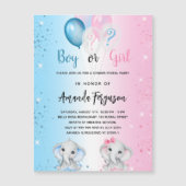 ジェンダーはパーティーブルーピンクの男の子のラグジュアリーを明らかにする マグネット招待状 (正面)