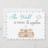 ジェンダーは中立旅行赤ちゃんシャワー散水を明らかにする 招待状 (裏面)