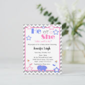 ジェンダーは赤ちゃんシャワーを彼または彼女は赤ちゃんシャワーを明らかにする 招待状 (スタンド正面)