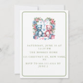 ジェンダーは赤ちゃんシャワーを明らかにするテディベア青ピンク 招待状 (裏面)