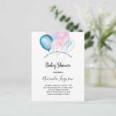 ジェンダーは赤ちゃんシャワー青ピンクの男の子の女の子を明かす インビテーションポストカード (スタンド正面)