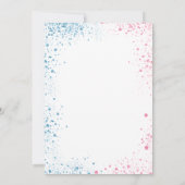 ジェンダーは赤ちゃんシャワー青ピンクの男の子の女の子を明かす 招待状 (裏面)