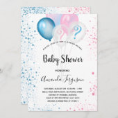 ジェンダーは赤ちゃんシャワー青ピンクの男の子の女の子を明かす 招待状 (正面/裏面)